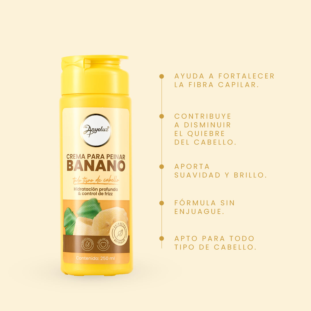 Crema para peinar con Banano -2 | Anyeluz Resultados Reales