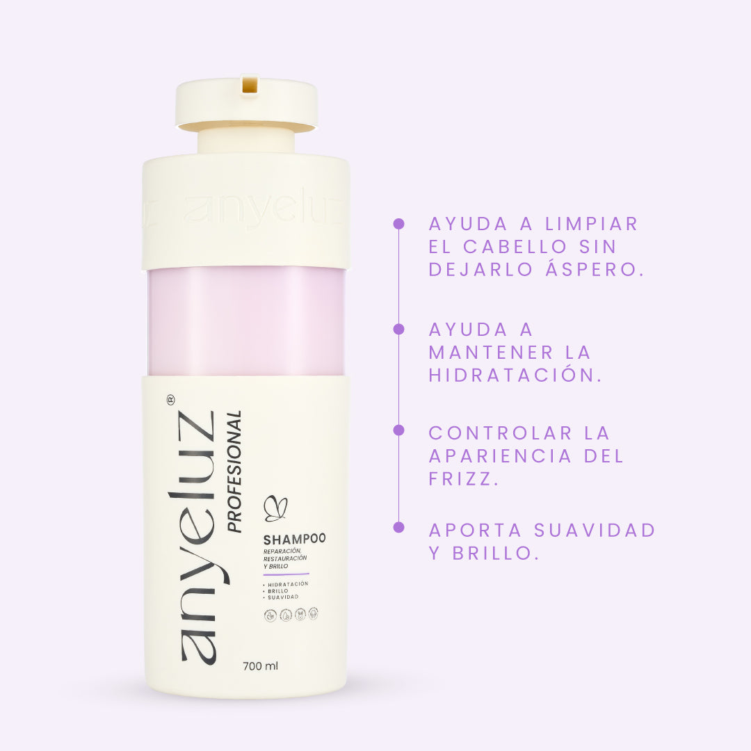 Shampoo Reparación Restauración y Brillo - 4 | Anyeluz Resultados Reales
